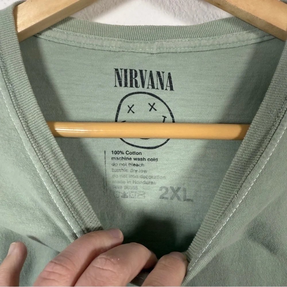 Nirvana Unisex Oversized Something In The Way Crewneck Tee Green/Black 2XL